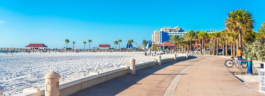 Clearwater beach with beautiful white sand in Florida USA